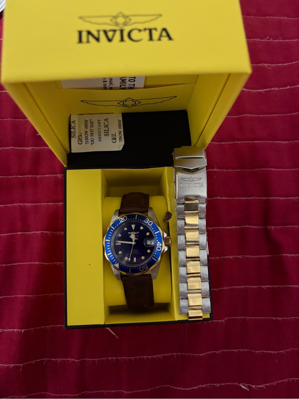 Invicta Blue Dial Dive Watch with Brown Strap and Two-Tone Bracelet - Picture 2 of 3